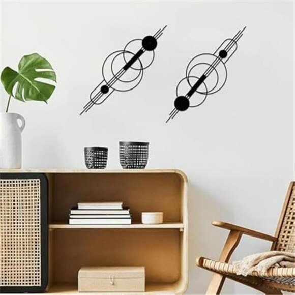 Metal Abstract Wall Art Set Modern Minimalist Geometric Decor for Bedroom - Picture 2 of 7